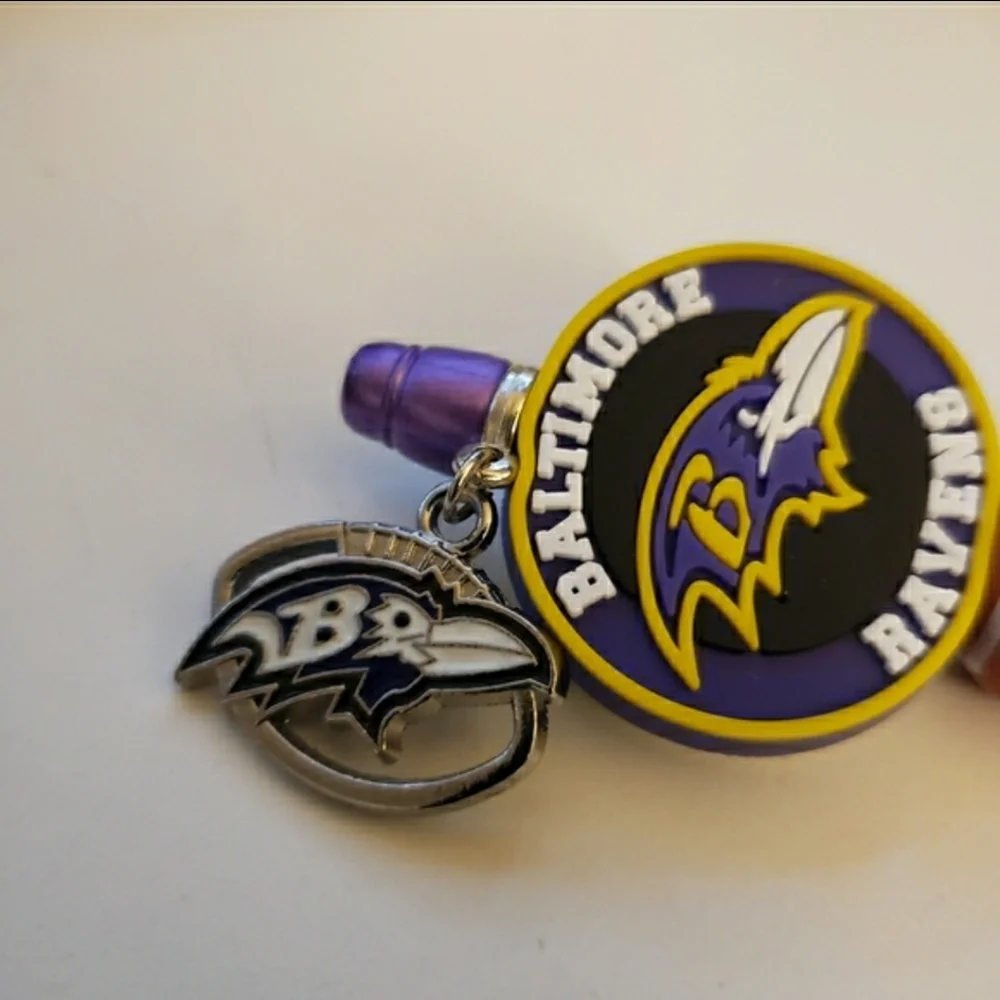 Handmade Rhinestone Baltimore Ravens Football Beaded Silicone Focal Bead Pen